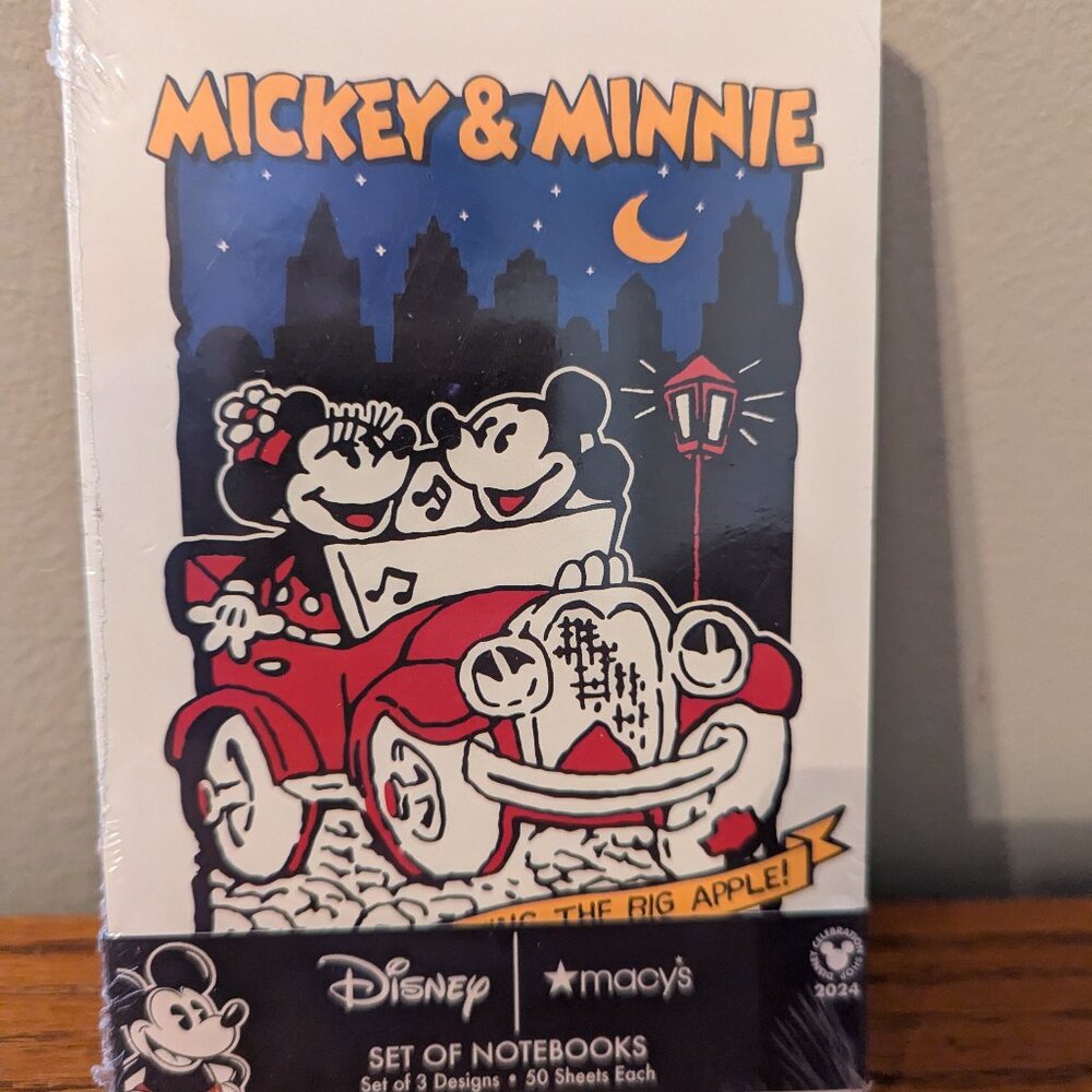 Disney Macy's Limited Ed Collab Mickey & Minnie Varsity Mini Notebook 3 Pack Set